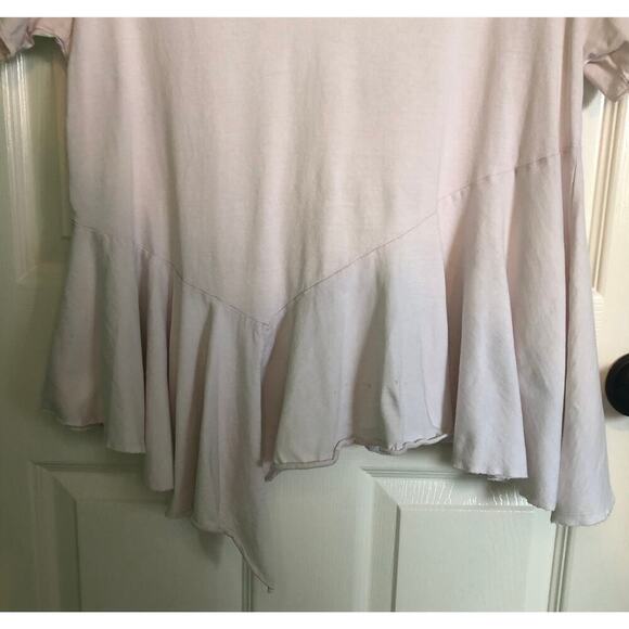 Altar'd State Asymmetrical Raw Edge Hem Super Light Pink T-shirt - Size XS - Picture 2 of 5